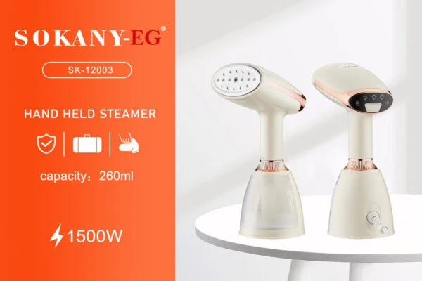 مكواة بخار يدوية سوكاني، 250 مل، 1500 وات، أبيض - SK-12003 مكواة بخار يدوية سوكاني، 250 مل، 1500 وات، أبيض - SK-12003